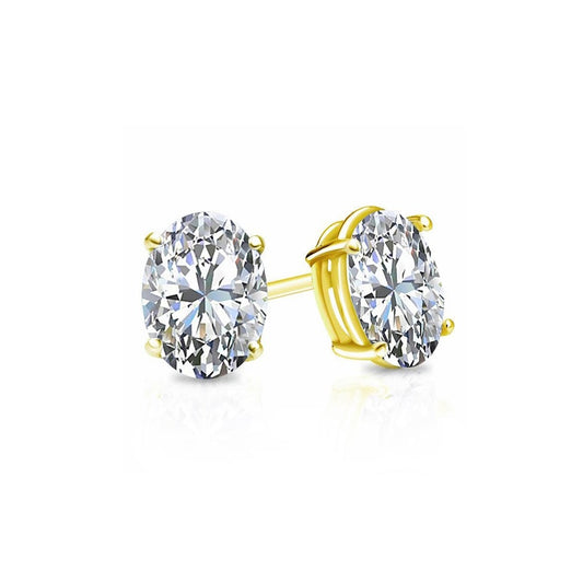 Suzy Levian Yellow Sterling Silver Oval Cut 1.50cttw Cubic Zirconia Earring Studs