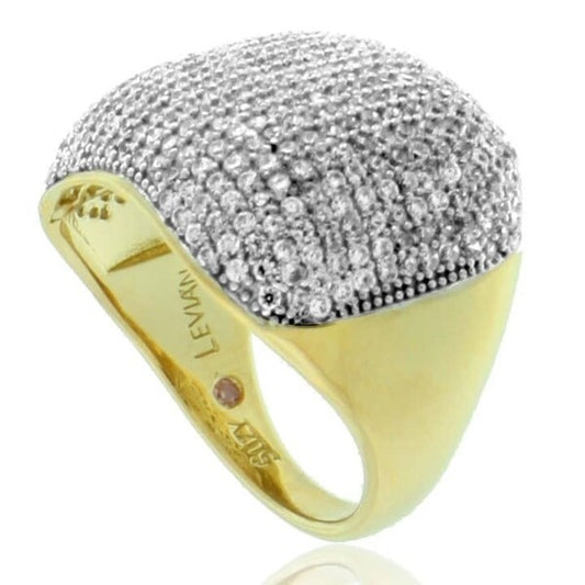 Suzy Levian Yellow Sterling Silver Pave Cubic Zirconia Modern Pave Ring