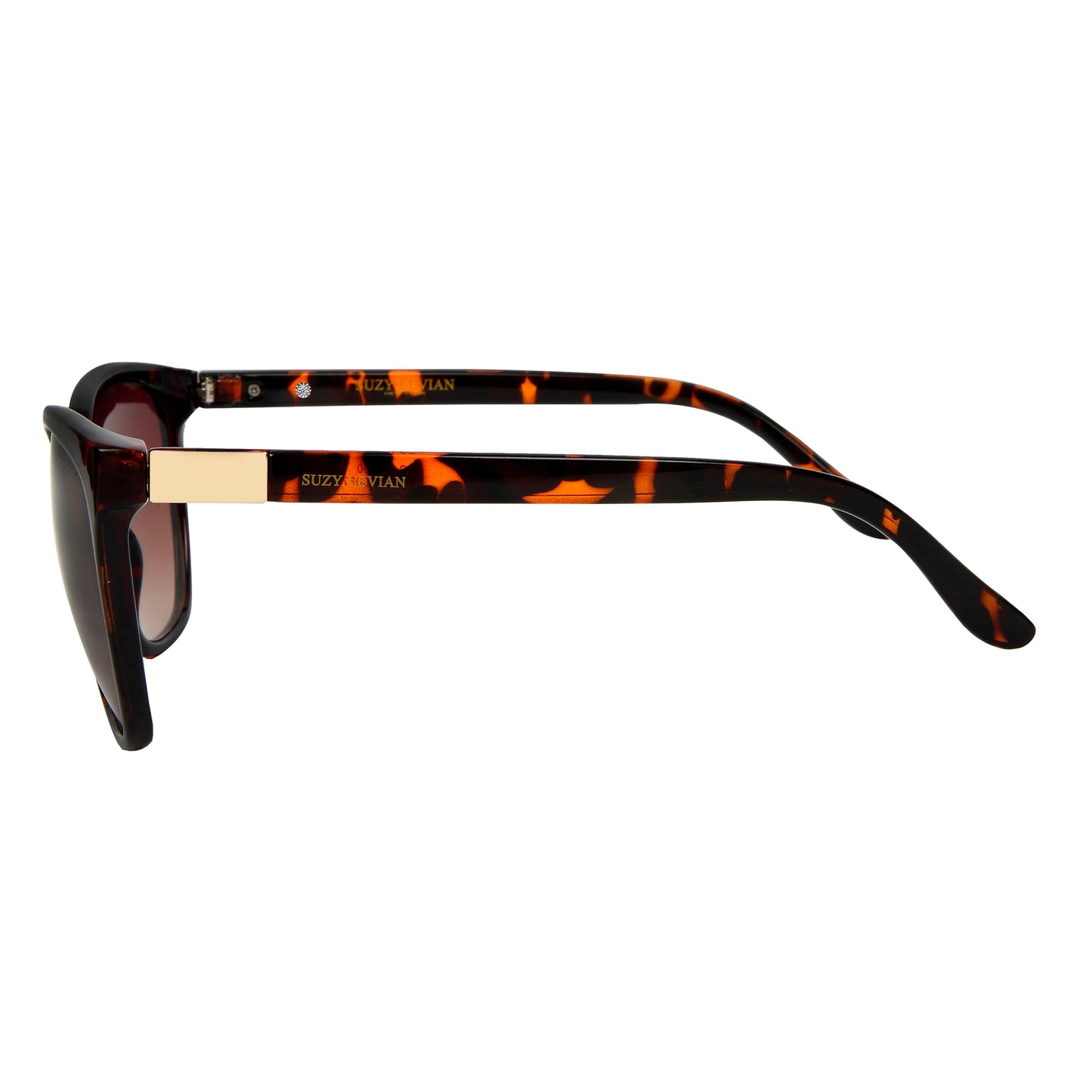 Suzy Levian Women's Brown Tortoise Gold Accent Sunglasses
