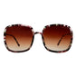 Suzy Levian Women's Black Floral Oversize Square Lens Sunglasses