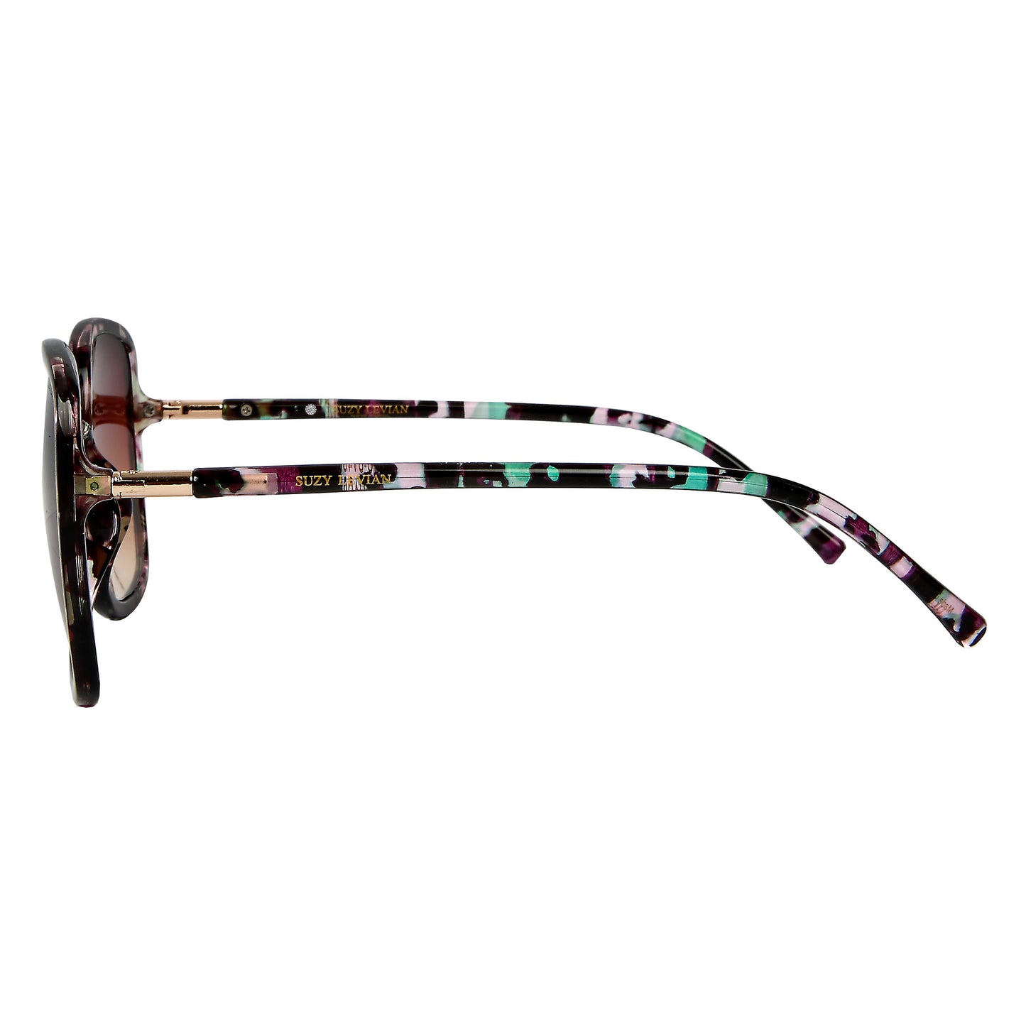 Suzy Levian Women's Black Floral Oversize Square Lens Sunglasses