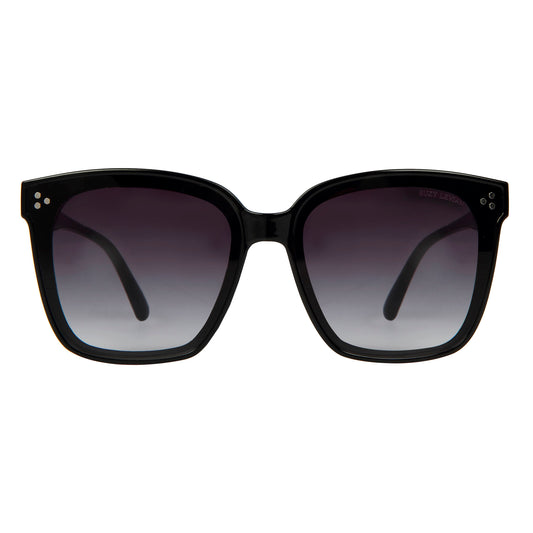 Suzy Levian Women's Black Oversize Square Lens Silver Accent Sunglasses