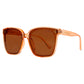 Suzy Levian Women's Pink Clear Oversize Square Lens Gold Accent Sunglasses