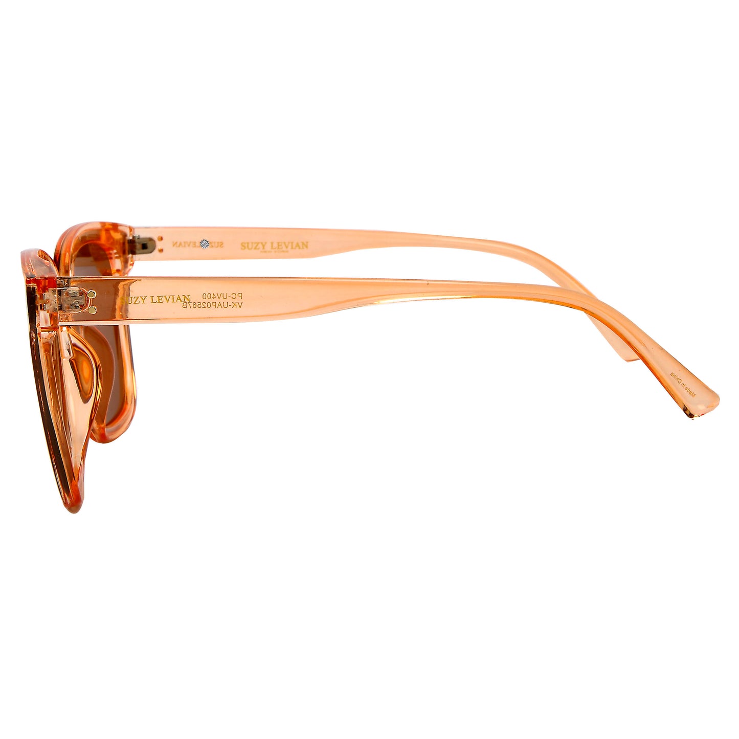 Suzy Levian Women's Pink Clear Oversize Square Lens Gold Accent Sunglasses