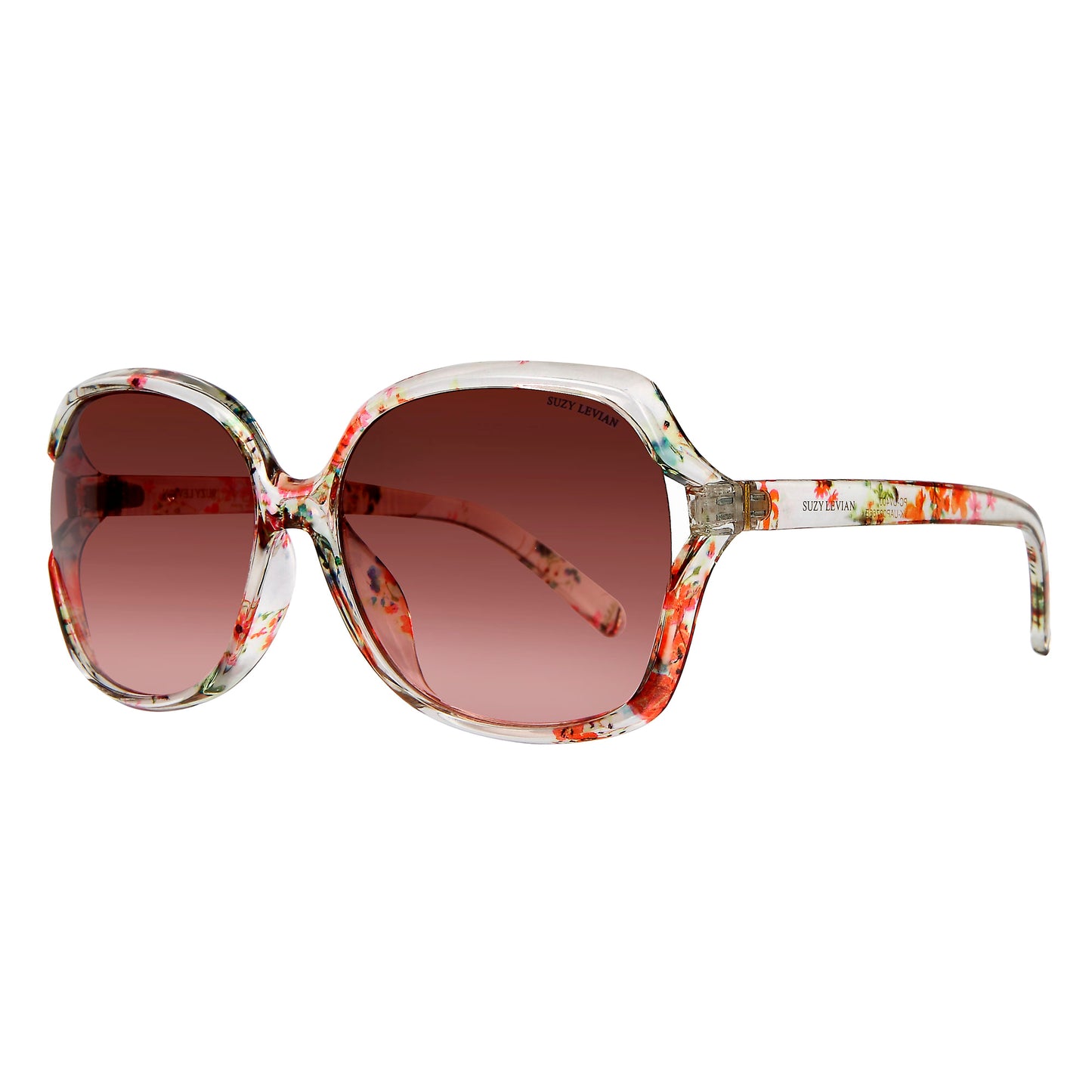 Suzy Levian Women's Clear Floral Oversize Sunglasses