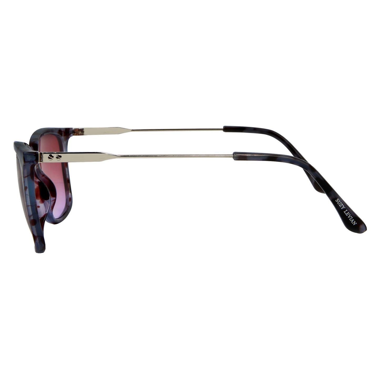 Suzy Levian Women's Purple Tortoise Square Lens Silver Accent Sunglasses