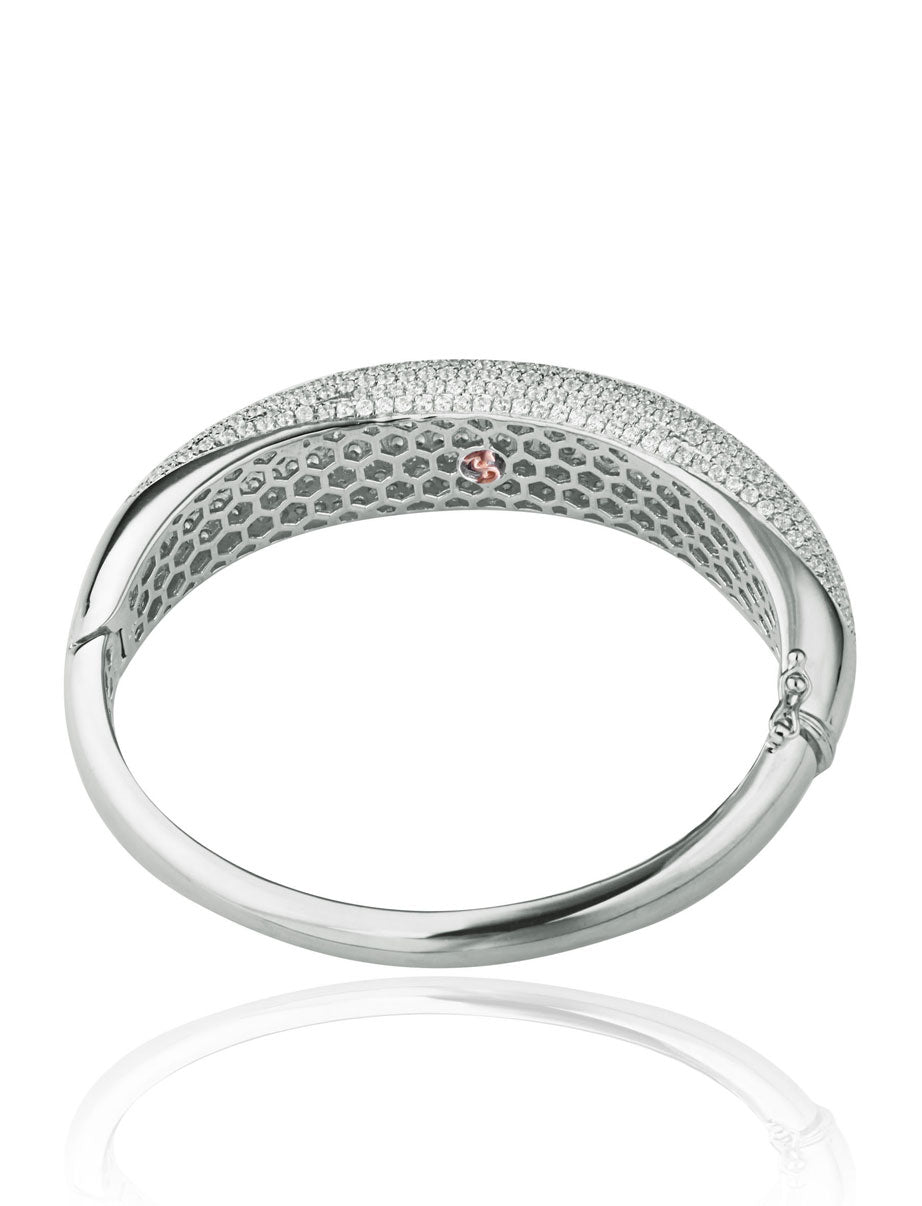 Suzy Levian Pave Cubic Zirconia Sterling Silver Sporty Pave Bangle