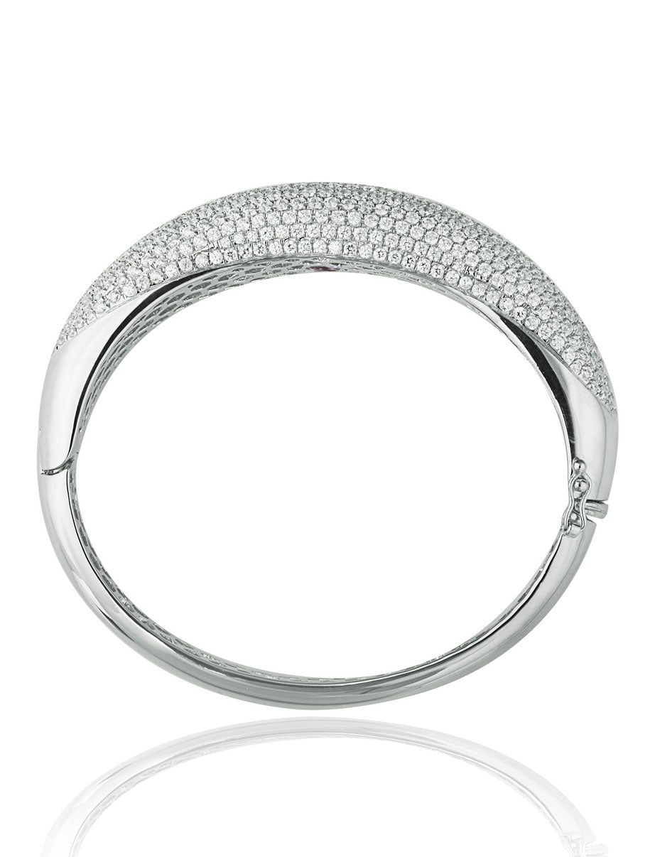 Suzy Levian Pave Cubic Zirconia Sterling Silver Sporty Pave Bangle