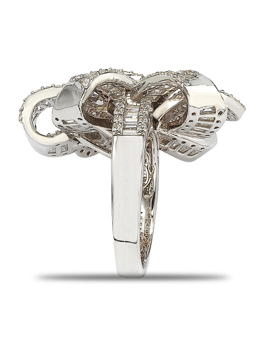 Suzy Levian Cubic Zirconia Sterling Silver Multi-Cut Crossing Ring