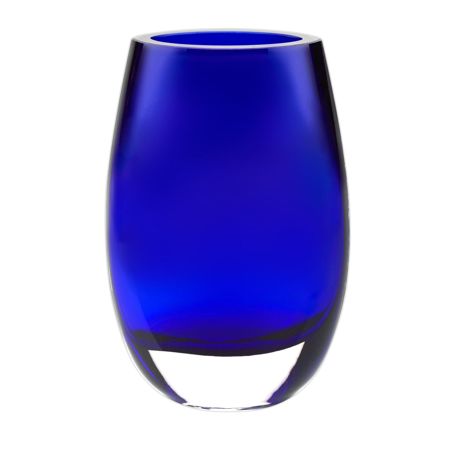Suzy Levian Dark Jet Blue Round Crystal 9" Vase